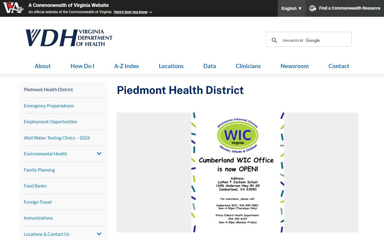 Piedmont Health District - Appomattox County Birth Certificate Services