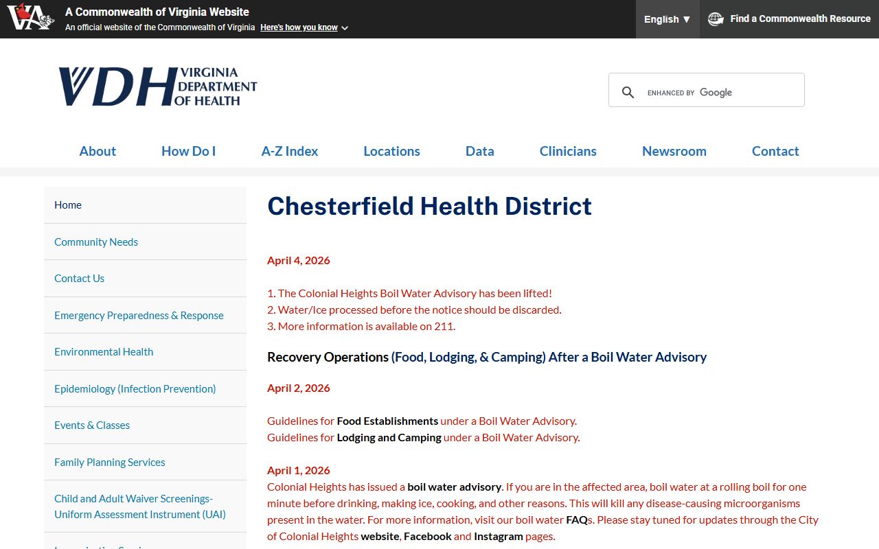 Chesterfield Health District - Birth Certificate Services