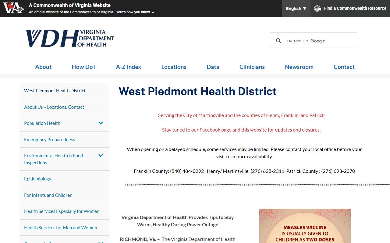 Franklin County Birth Records - West Piedmont Health District