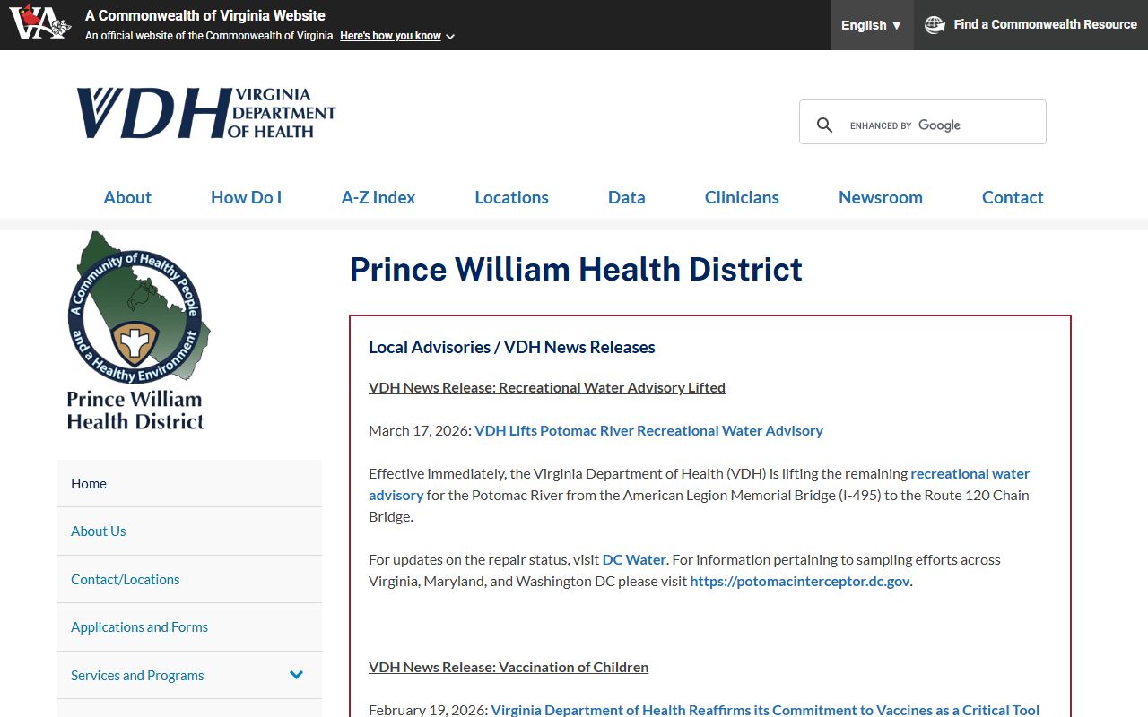 Prince William Health District - Birth Records