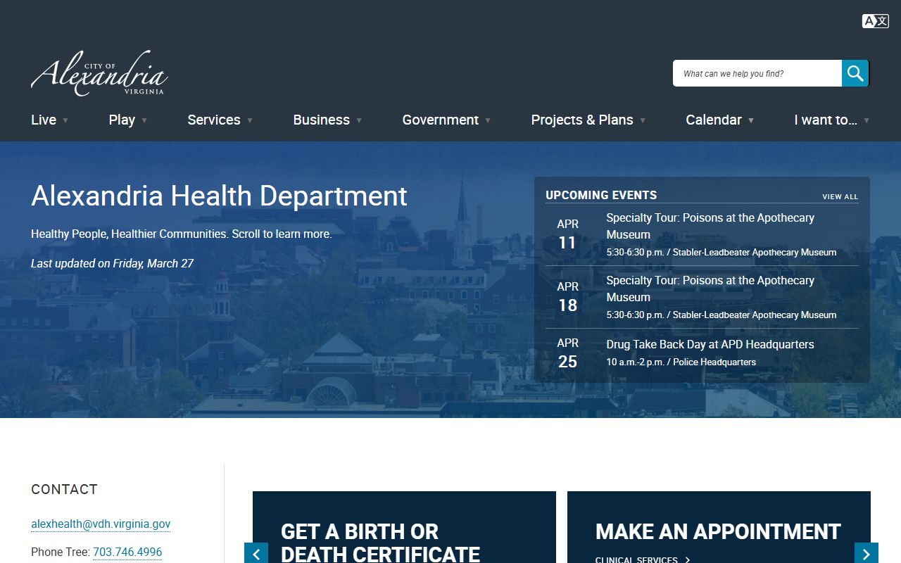 Alexandria Health Department - Birth Records and Vital Statistics