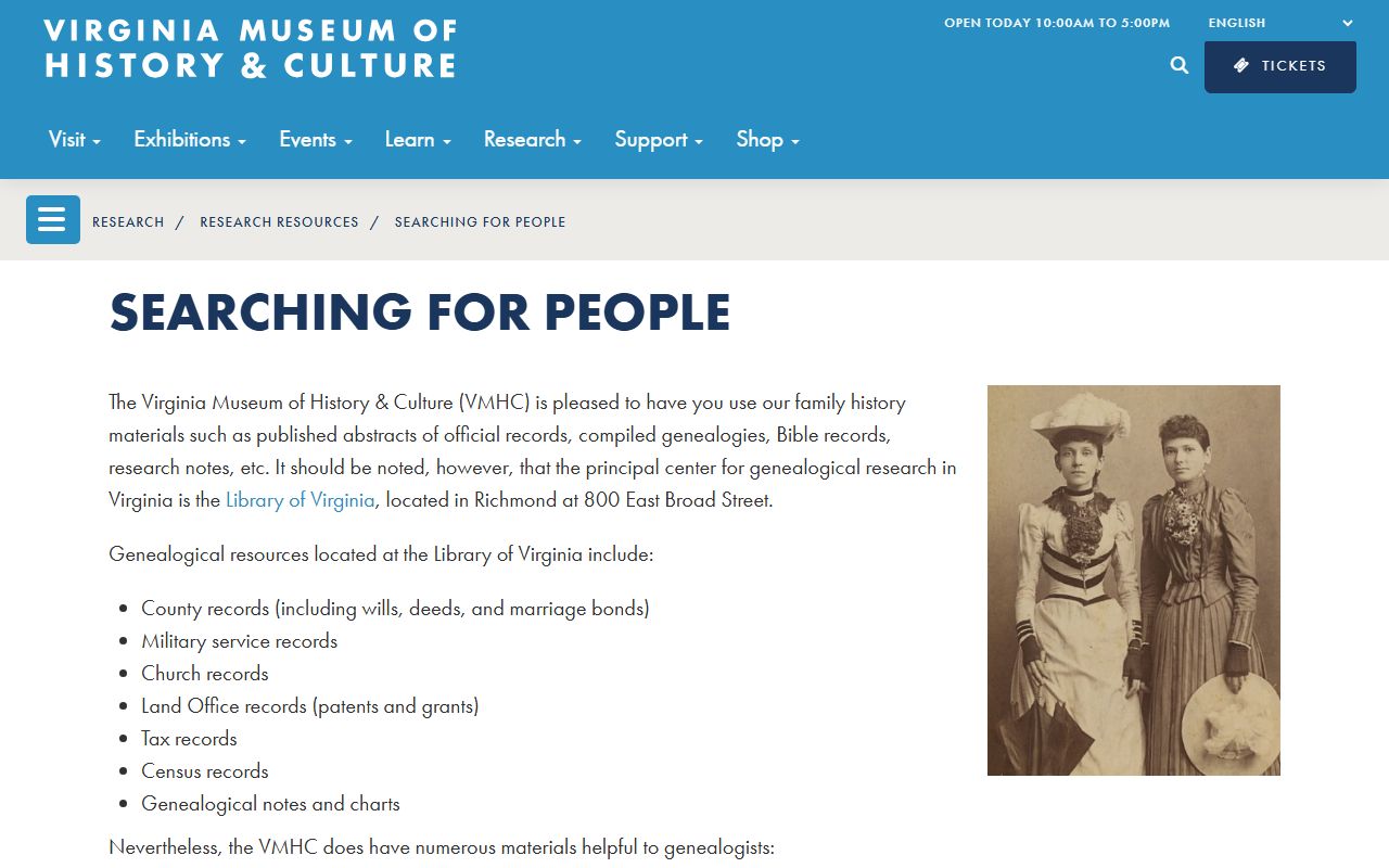 Virginia Museum of History and Culture Genealogy Resources