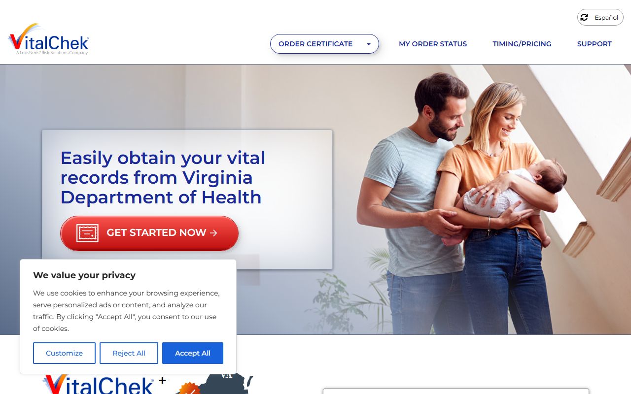 VitalChek Virginia Birth Records Online Ordering